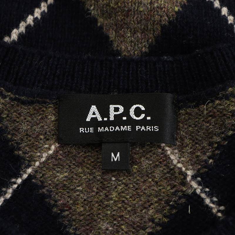 アーペーセー A.P.C. ニット セーター 長袖 アーガイル柄 ウール M 