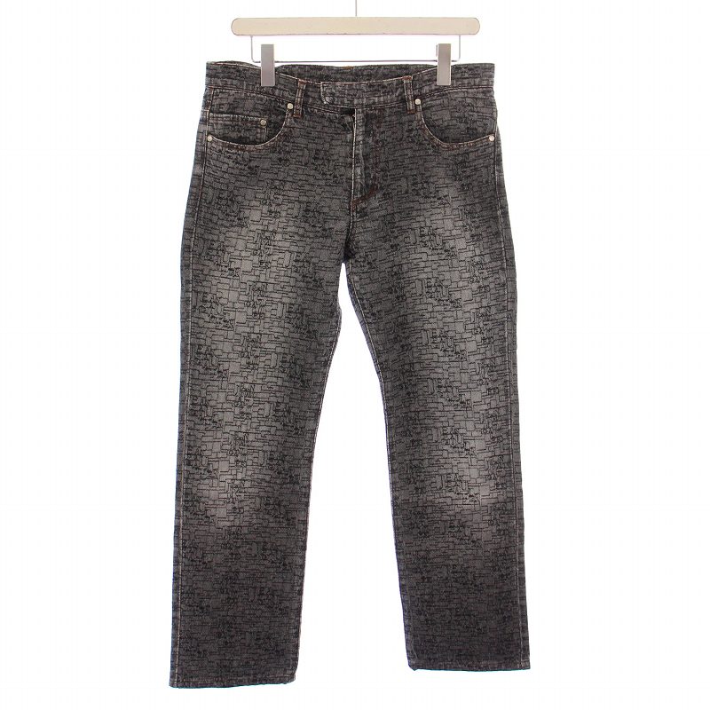【中古】ジャンポールゴルチエ 90’s デニムパンツ ジーンズ ジップフライ ロゴ 刺繍 総柄 48 グレー ジャンポールゴルチエ Jean Paul GAULTIER 90's デニムパンツ ジーンズ