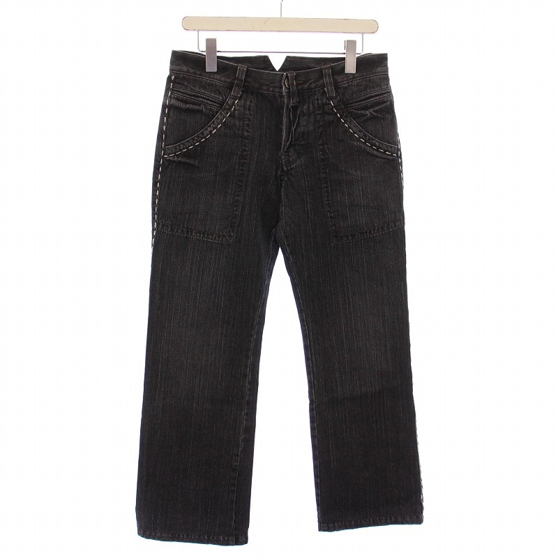 【中古】ジャンポールゴルチエ Jean Paul GAULTIER 90’s デニムパンツ ジーンズ ジップフライ USED加工 刺繍 48 黒 ジャンポールゴルチエ Jean Paul GAULTIER 90's デニムパンツ ジーンズ
