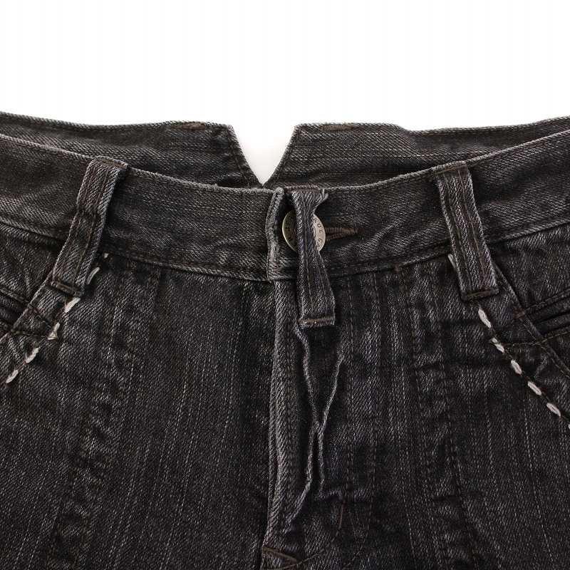 【中古】ジャンポールゴルチエ Jean Paul GAULTIER 90’s デニムパンツ ジーンズ ジップフライ USED加工 刺繍 48 黒 ジャンポールゴルチエ Jean Paul GAULTIER 90's デニムパンツ ジーンズ
