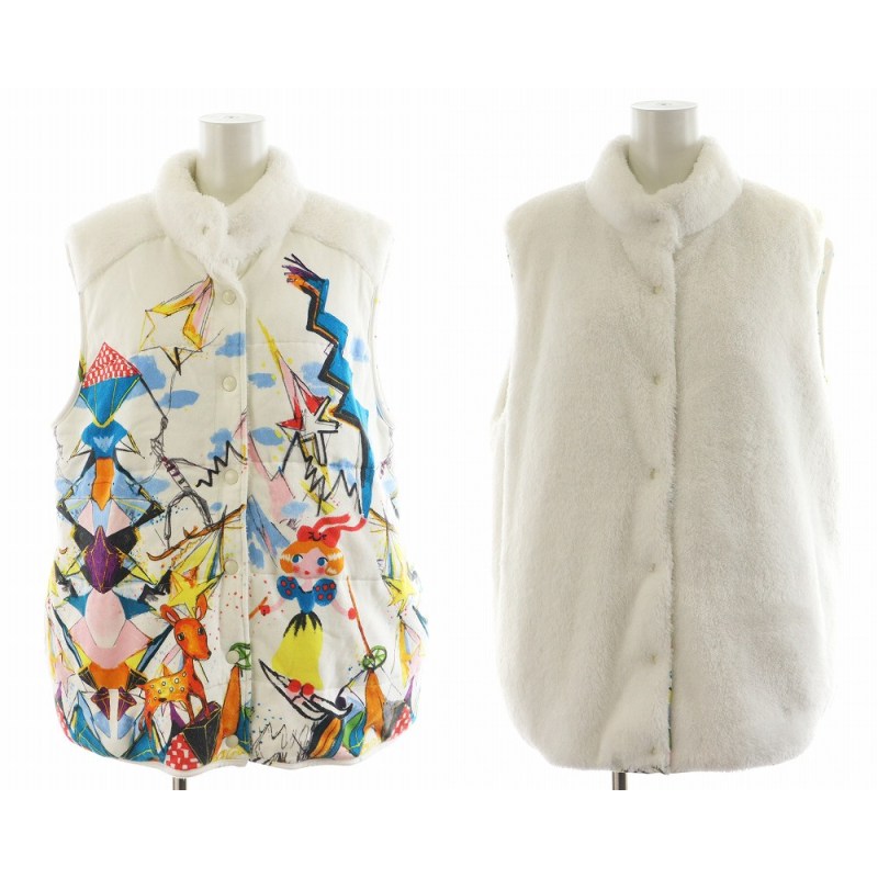ツモリチサト TSUMORI CHISATO SLEEP ベスト リバーシブル フリース L 白 ホワイト URW133 /AN34 レディース ツモリチサト TSUMORI CHISATO SLEEP ベスト リバーシブル