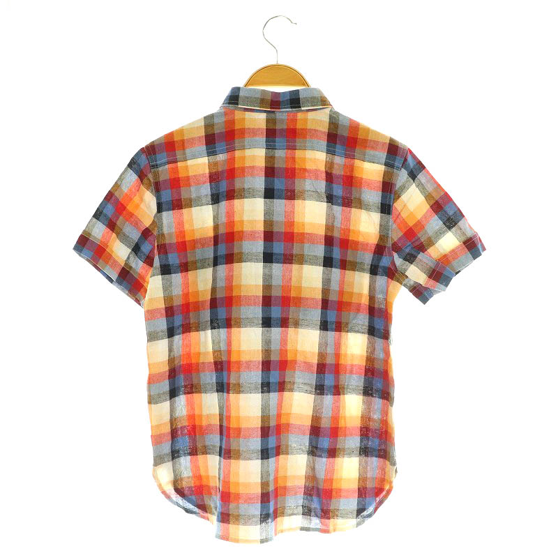 未使用品 ビームスボーイ BEAMS BOY チェックワークシャツ 半袖 リネン 