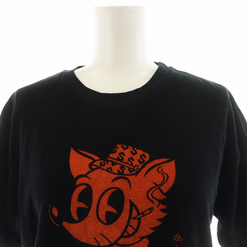 ヒステリックグラマー HYSTERIC GLAMOUR HEY JOEY pt T-SH Tシャツ カットソー 半袖 ロゴ XS オレンジ 黒 02172CT09 ヒステリックグラマー HYSTERIC GLAMOUR HEY JOEY pt T-SH T