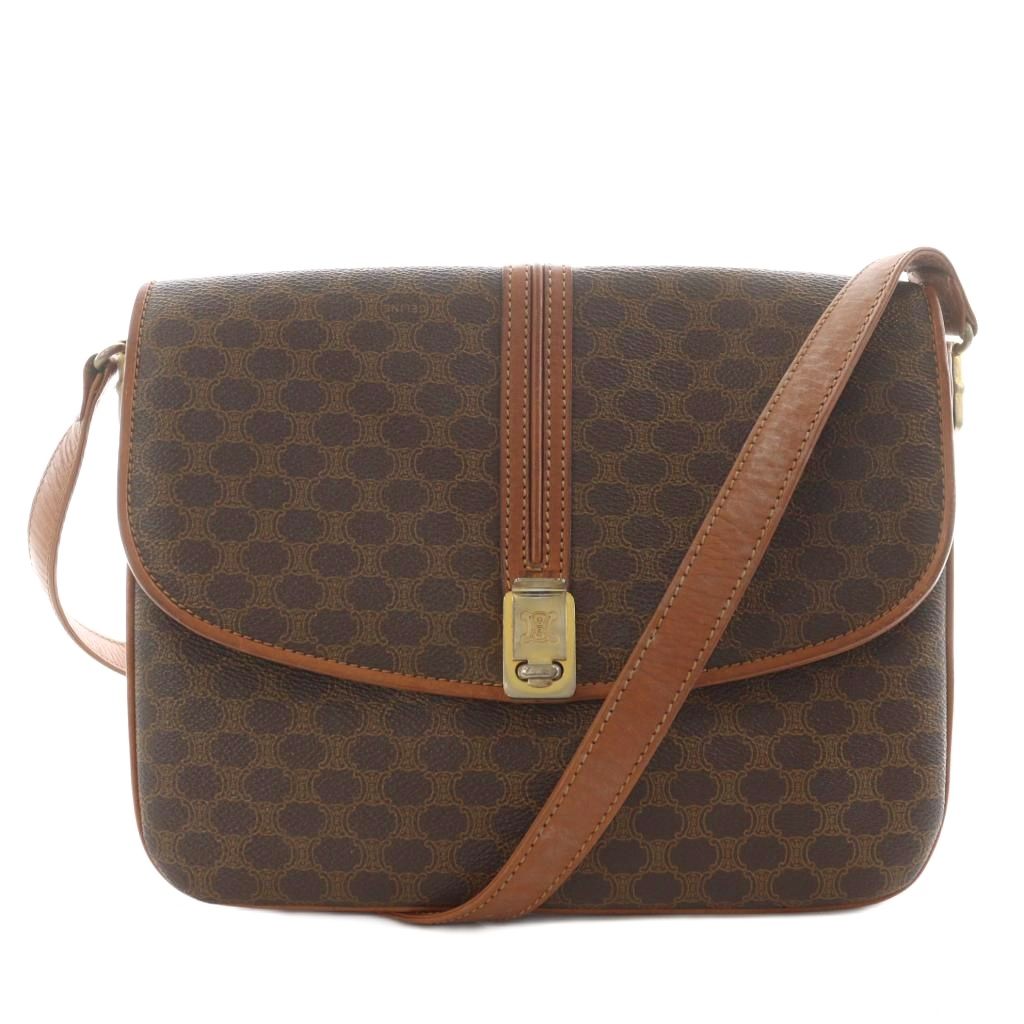 美品✨セリーヌ　ショルダーバッグ　レザー　PVC マカダム　ロゴ金具　トリオンフ CELINE 1点限定 セリーヌ ショルダーバッグ クロスボディ