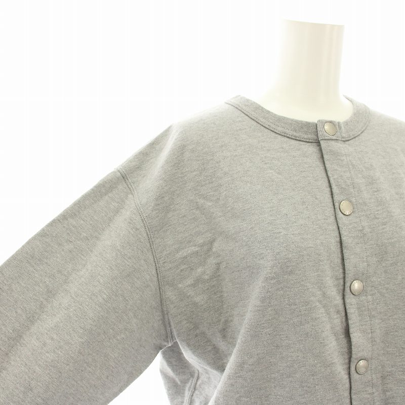 DANTON グレー カーディガン ボタン付き DANTON/ダントン] ワンポイントロゴ Vネックニットカーディガン