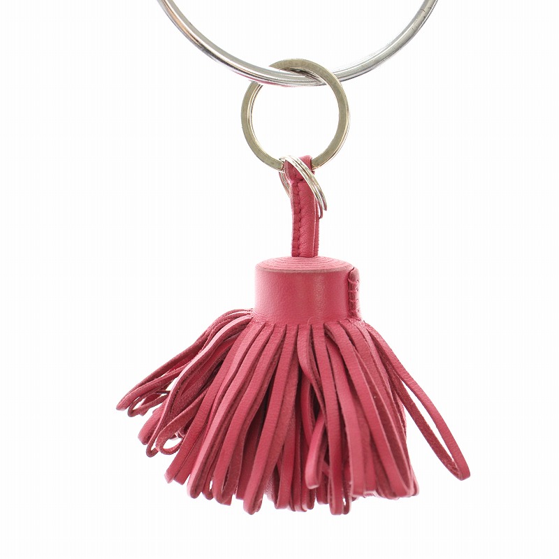 エルメス カルメン キーホルダー フリンジ レッド レザー HERMES エルメス キーリング Carmen カルメン レディース
