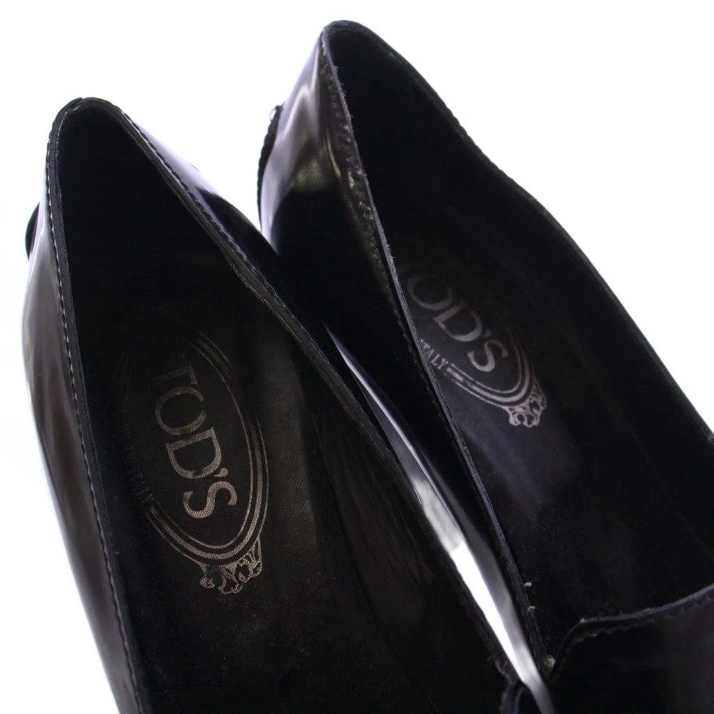 極美品　TOD'S パンプス　トッズ　ヒール　黒　BLACK TOD'S - トッズ パンプス チャンキーヒール ハイヒール レザー