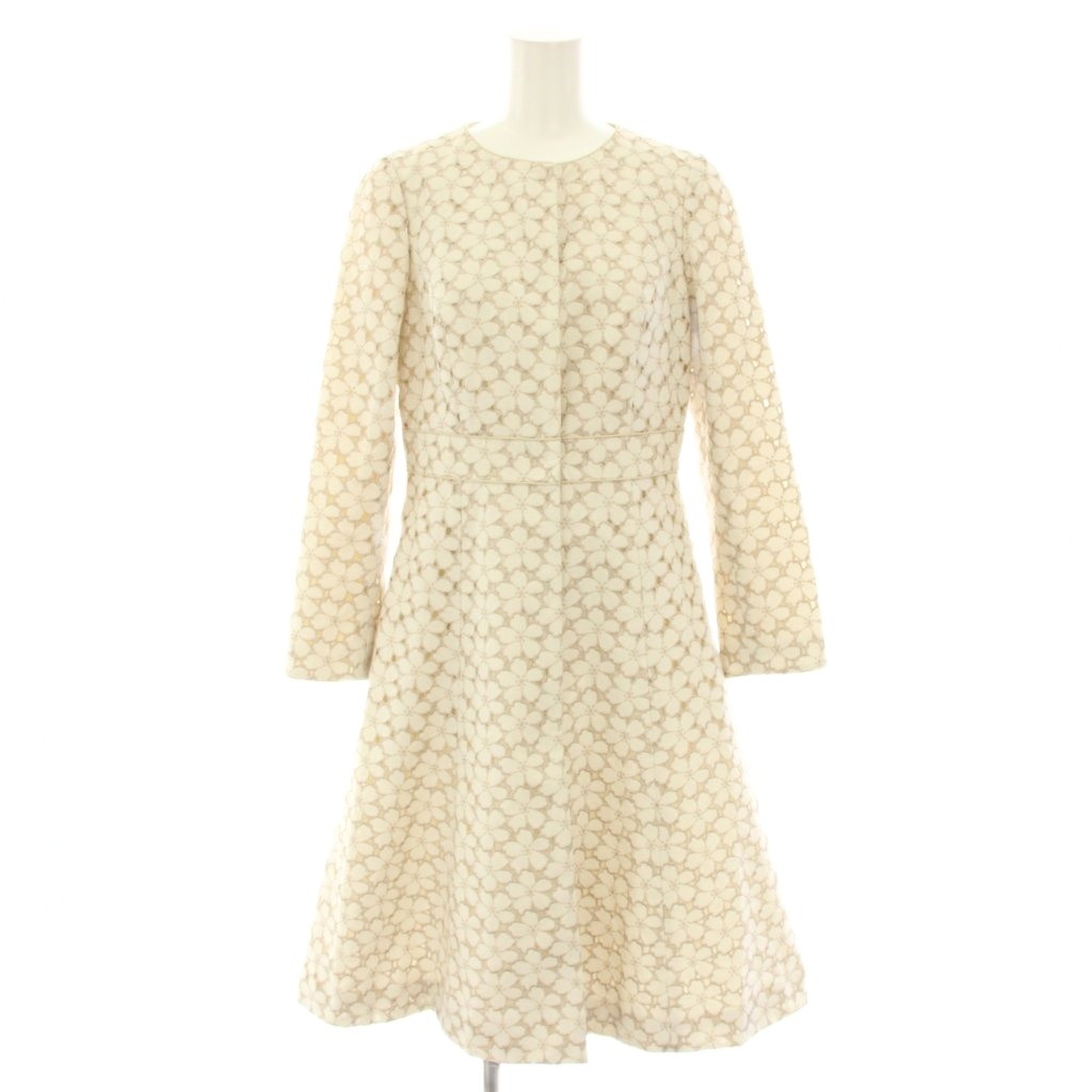 【中古】トッカ カサブランカ ノーカラーコート ロング 刺繍 花柄 0 アイボリー ベージュ CMTOKS0200 レディース トッカ TOCCA カサブランカ CASABLANCA ノーカラーコート ロング