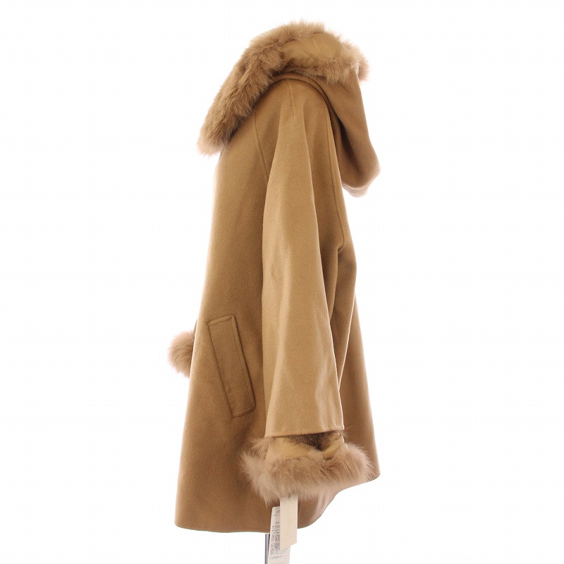 グレースコンチネンタル　シャギーフードポンチョコート GRACE CONTINENTAL ポンチョ風トリミングコート シャギーフード