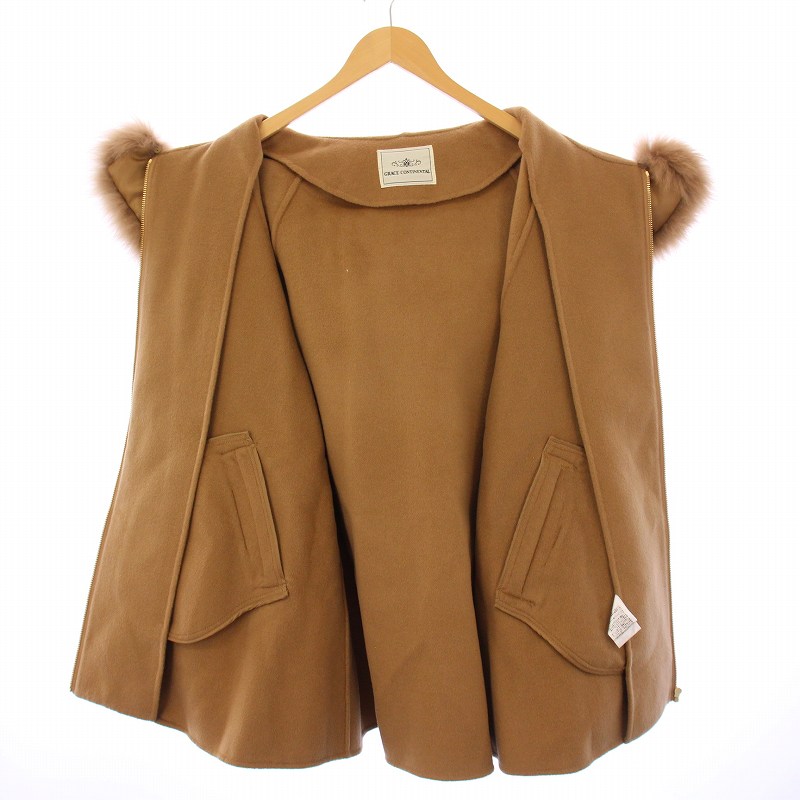 GRACE CONTINENTAL ポンチョ風トリミングコート 36 美品 最高ファッション - 美品 GRACE CONTINENTAL ポンチョ風トリミング