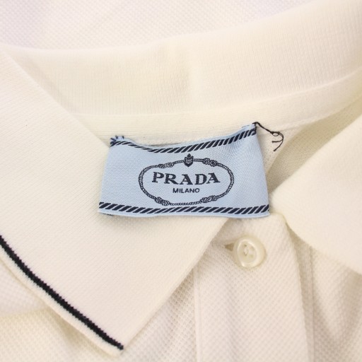 PRADA　プラダ　半袖 ポロシャツ 白 ホワイト 半袖 コットン ポロシャツ | PRADA
