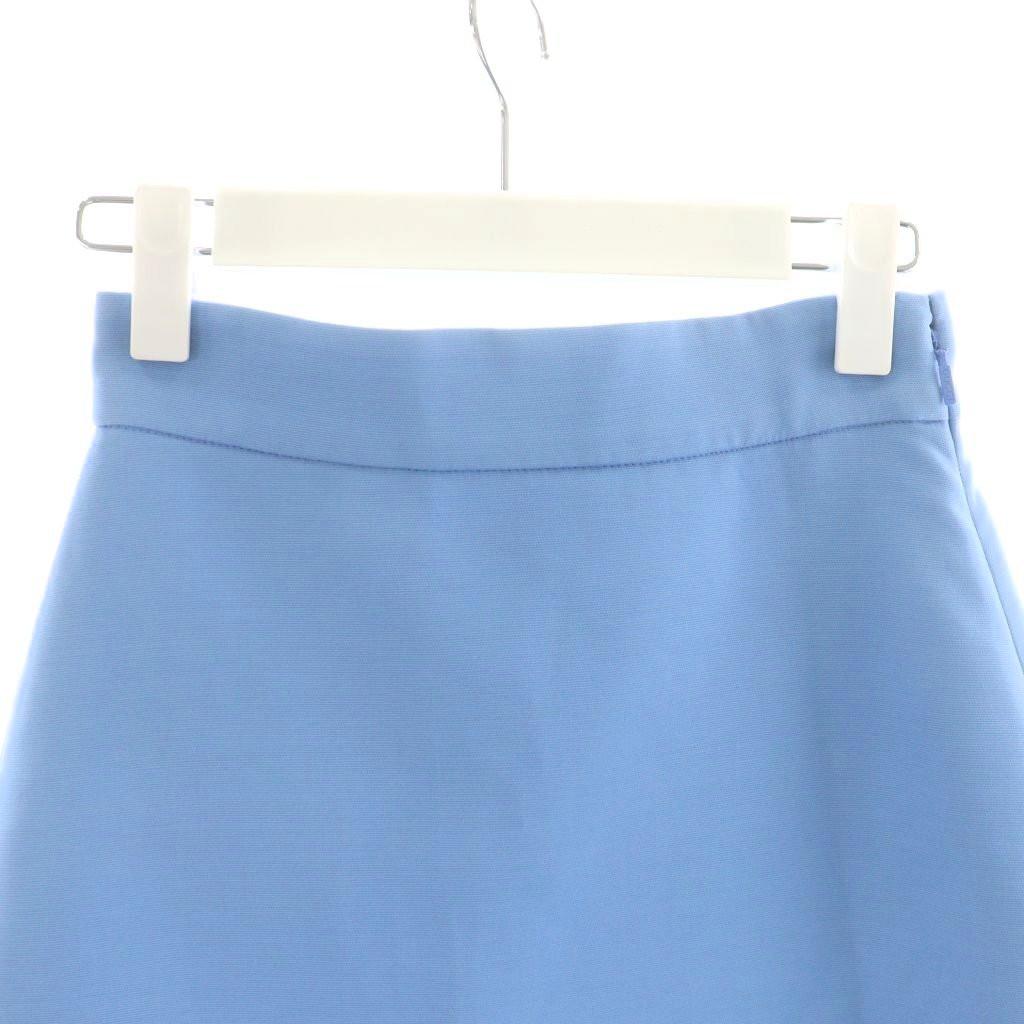 グッチ GUCCI フレアスカート ひざ丈 フリル シルク 絹 36 水色 ライト