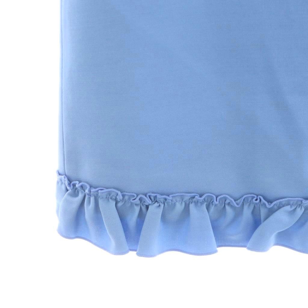 グッチ GUCCI フレアスカート ひざ丈 フリル シルク 絹 36 水色 ライト