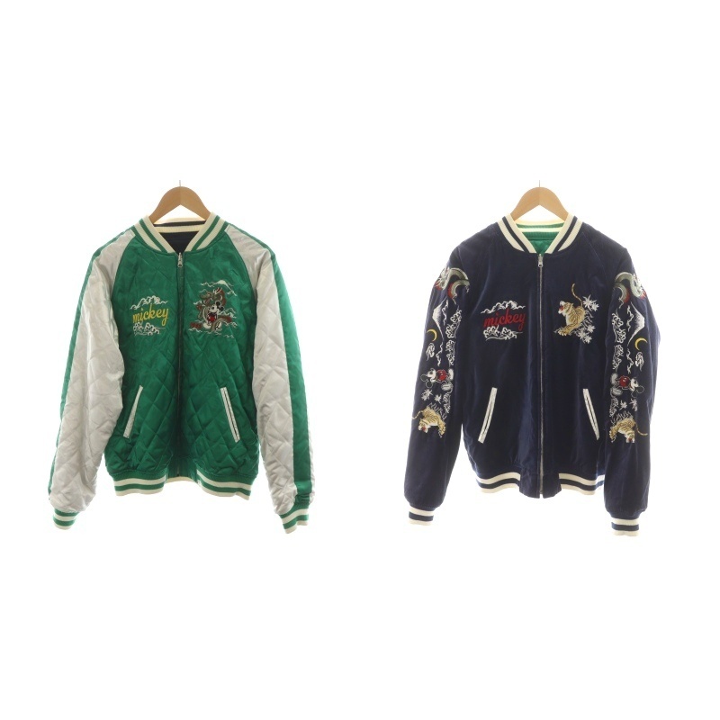レア　Disney ディズニー ミッキーマウス リバーシブル スカジャン　刺繍 スカジャン ミッキーマウス 刺繍 リバーシブル ブルゾン