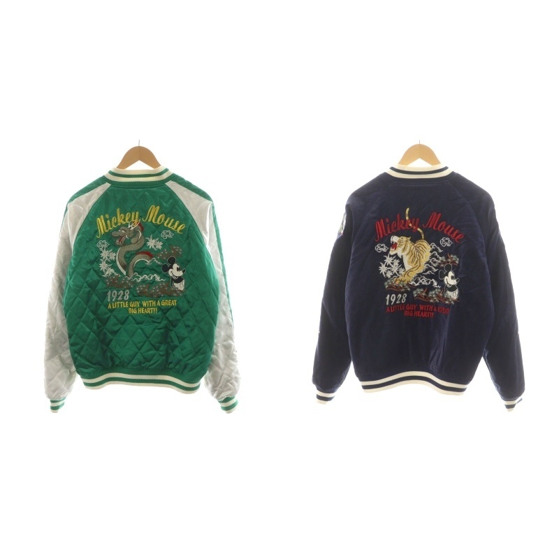 ミッキーマウス　リバーシブル　スカジャン L ディズニーdisney 刺繍 別珍 ミッキーマウス リバーシブル スカジャン L ディズニーdisney 刺繍 別珍