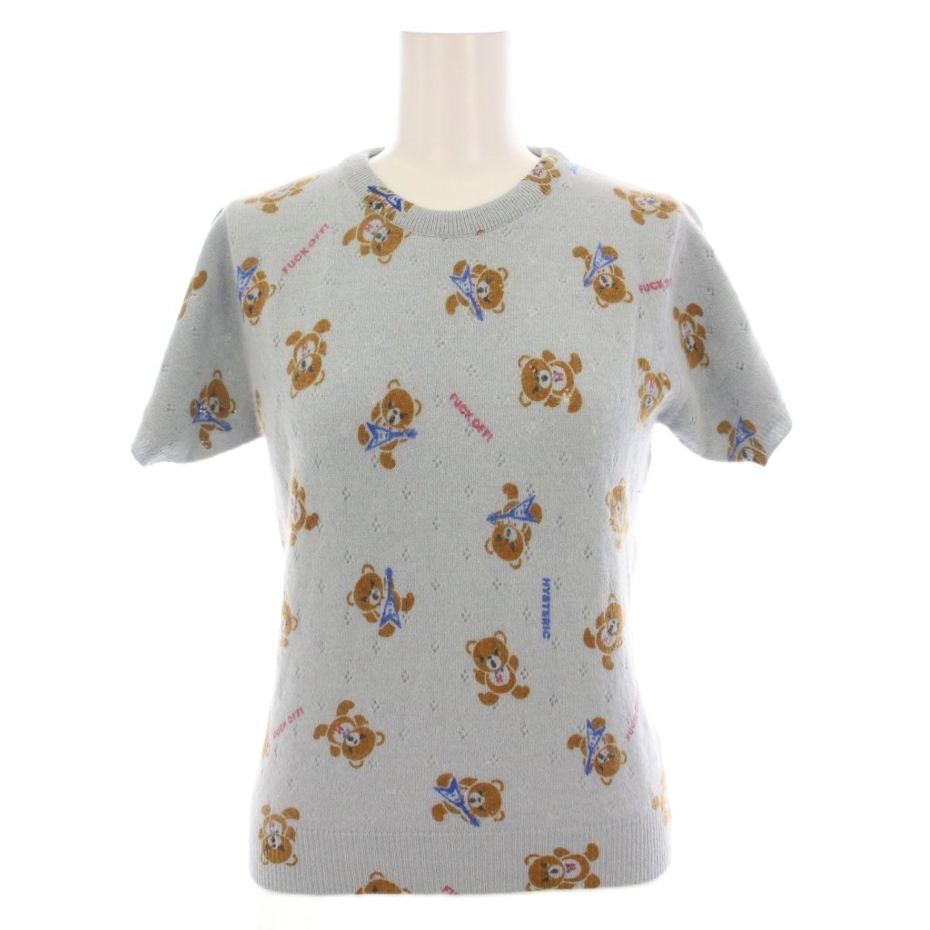 【中古】ヒステリックグラマー GRUNGE POPS HYSTERICS ウールニットTシャツ 半袖 F ライトブルー 2NS-2020 ヒステリックグラマー HYSTERIC GLAMOUR グランジポップスヒステリック
