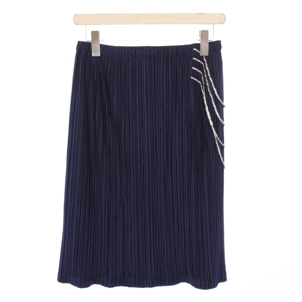 プリーツプリーズ イッセイミヤケ ロングラインフレアスカート マキシ丈 ネイビー プリーツプリーズ イッセイミヤケ ロングラインフレアスカート