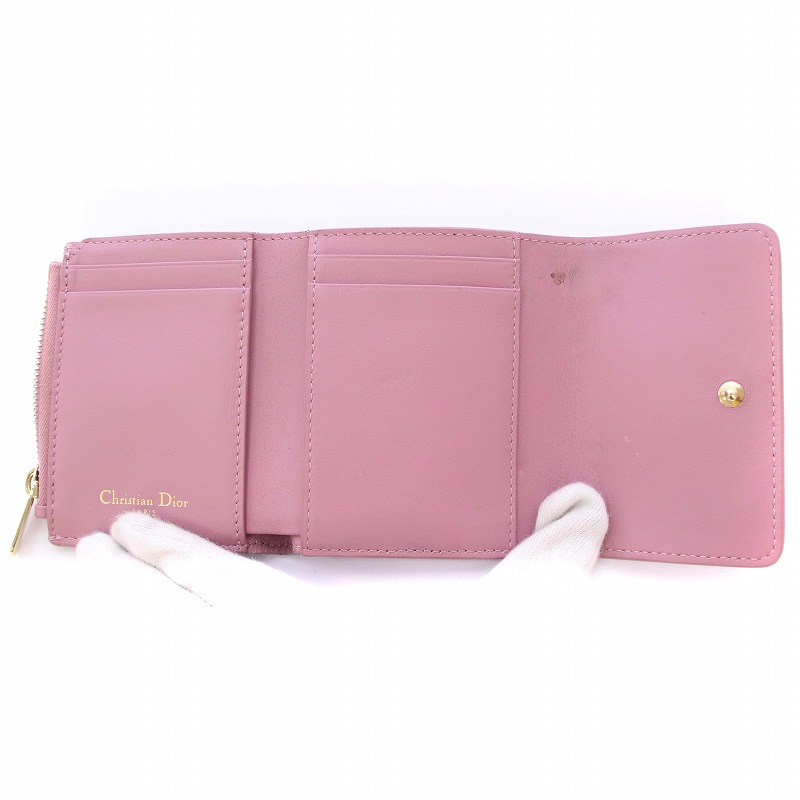 クリスチャンディオール 30 モンテーニュ ロータスウォレット 折り財布 ピンク クリスチャンディオール 30 モンテーニュ ロータスウォレット
