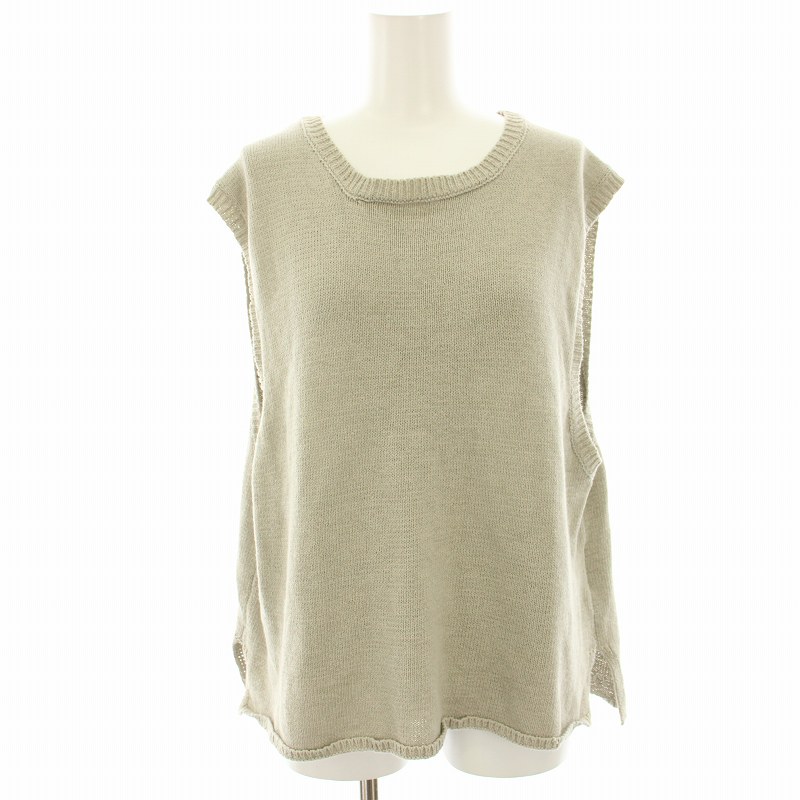 KAGURE かぐれ　ワイドコットンニットベスト ゆったり　アイボリー 楽天市場】リネンコットンニットベスト／かぐれ（kagure