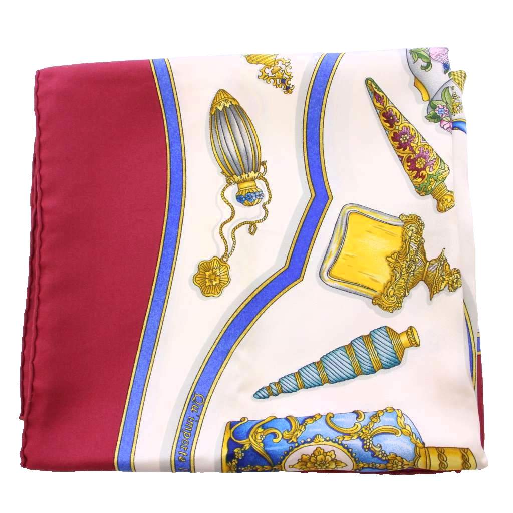 エルメス HERMES カレ90 Qu'importe le flacon スカーフ 総柄 シルク