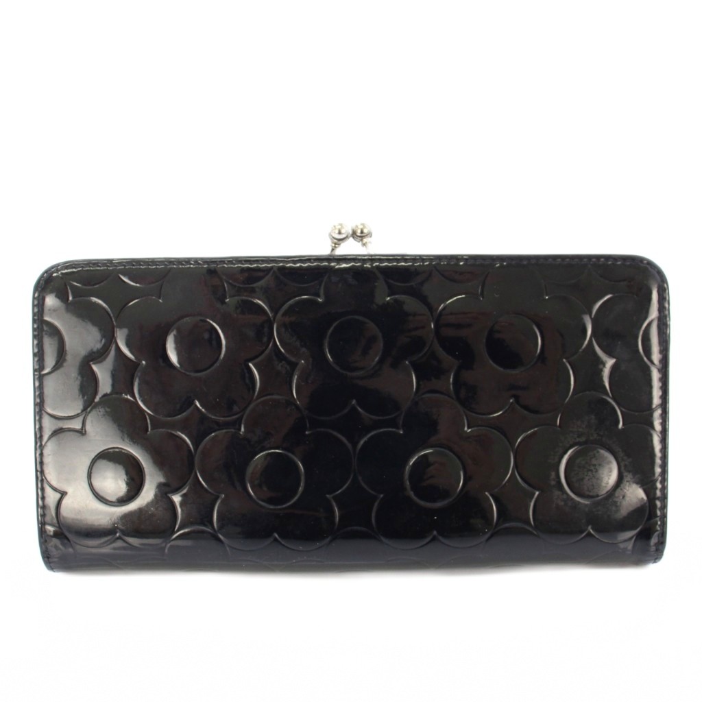 MARY QUANT 花柄 長財布 マリークワント MARY QUANT 長財布 二つ折り がま口 エナメル 花