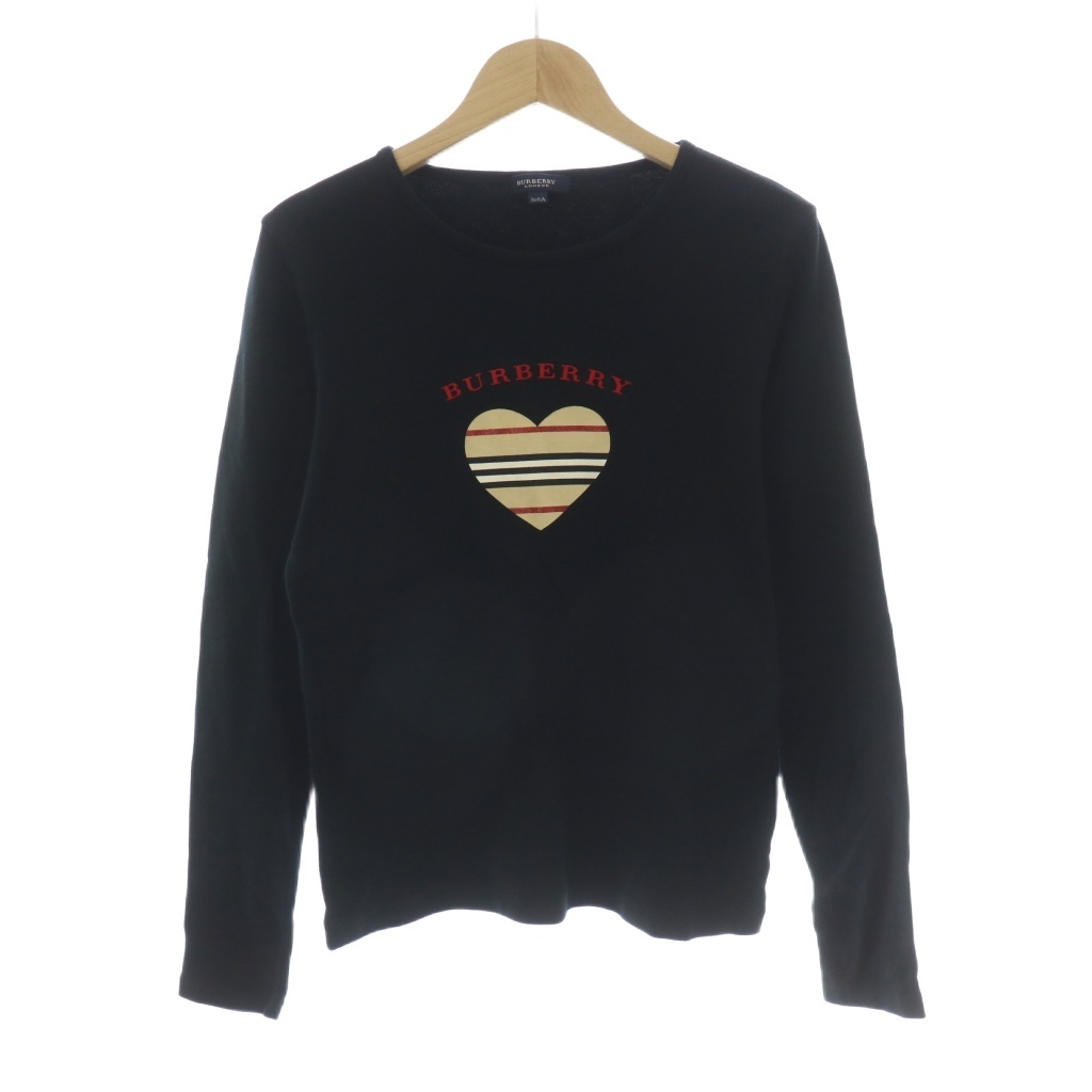 BURBERRYロゴ刺繍 ブラック長袖カットソー BURBERRYロゴ刺繍 ブラック長袖カットソー