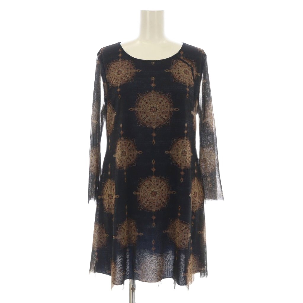 ヴィヴィアンタム　ワンピース　七分袖 VIVIENNE TAM 水玉ワンピース S 黒 七分袖 ドレープカシュクール