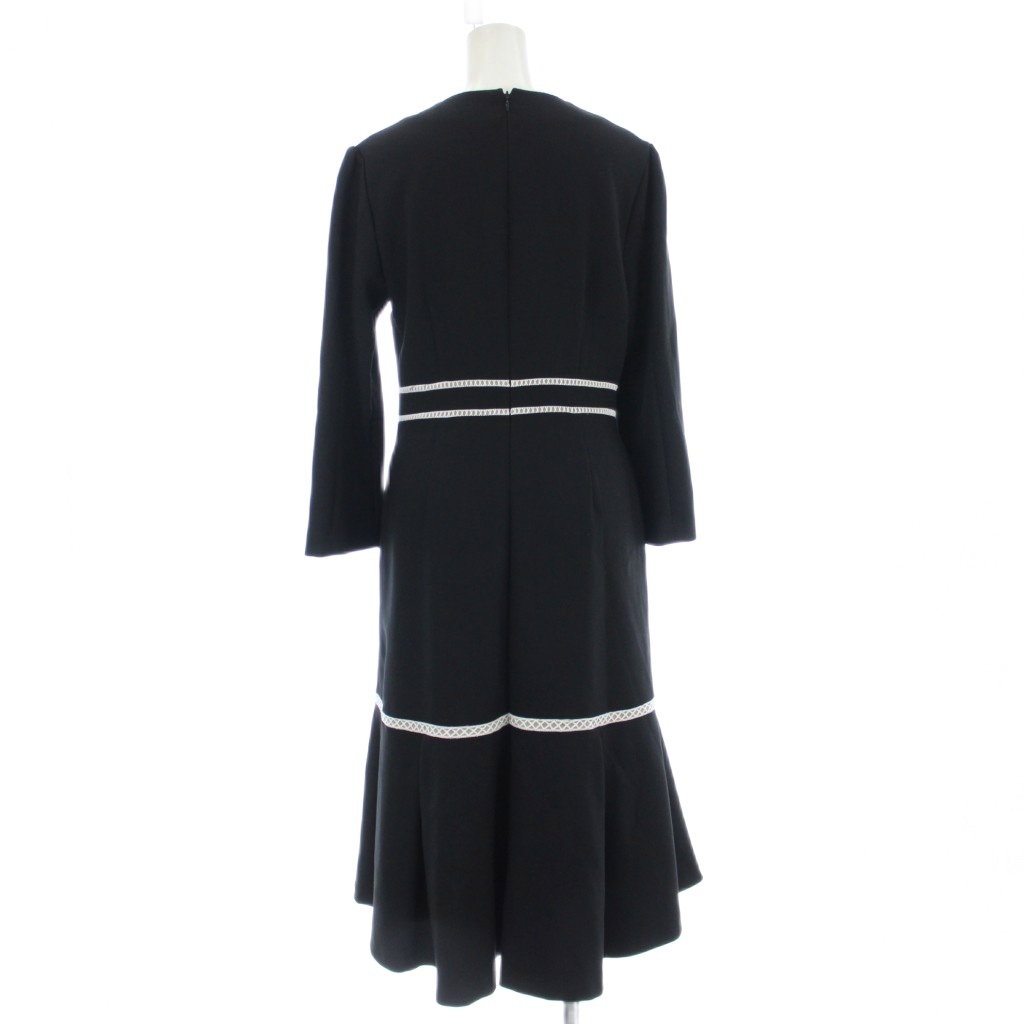 セルフォード CELFORD レース切替ワンピース 長袖 38 ロング 黒