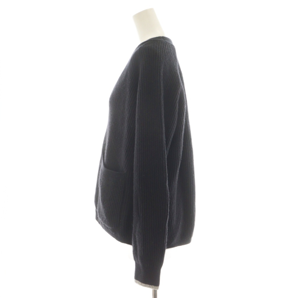 ドゥロワー Drawer 畔編み カーディガン リブ ウール カシミヤ混 1 黒  