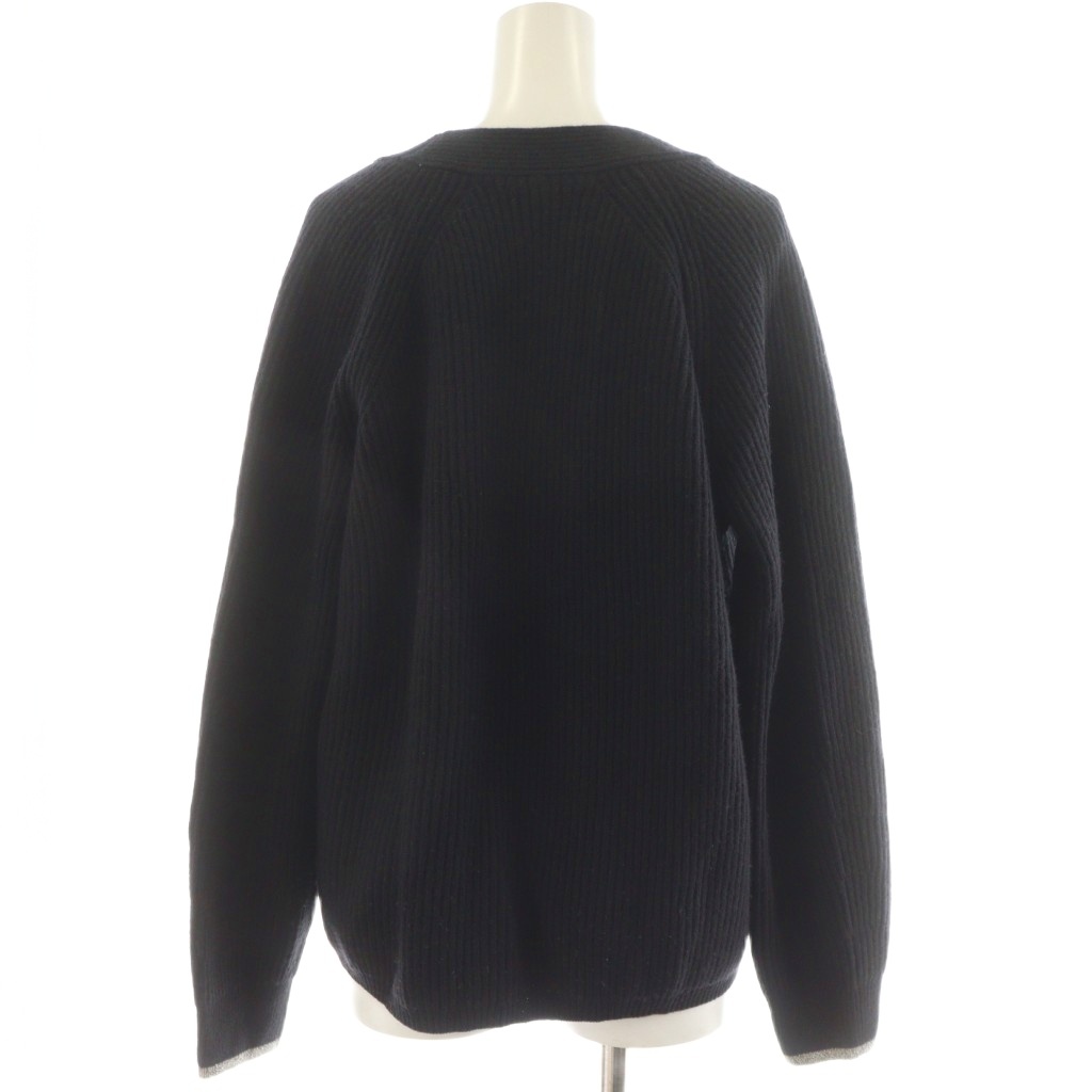 ドゥロワー Drawer 畔編み カーディガン リブ ウール カシミヤ混 1 黒  