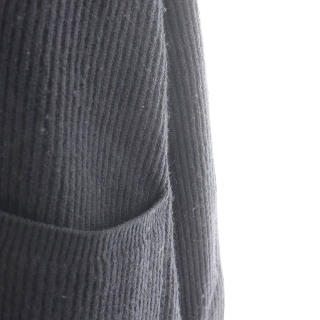 ドゥロワー Drawer 畔編み カーディガン リブ ウール カシミヤ混 1 黒