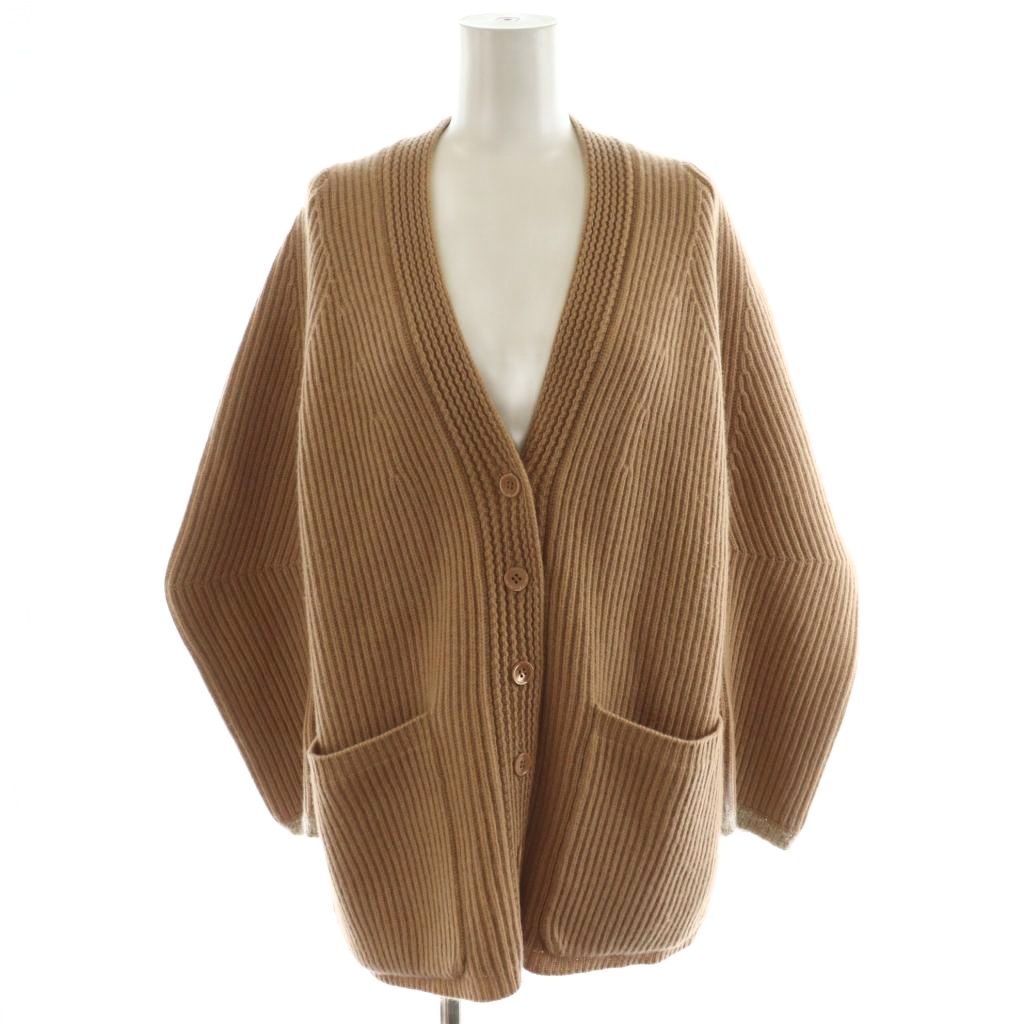 ドゥロワー Drawer 20AW 7G畦編みVネックカーディガン ウール カシミヤ