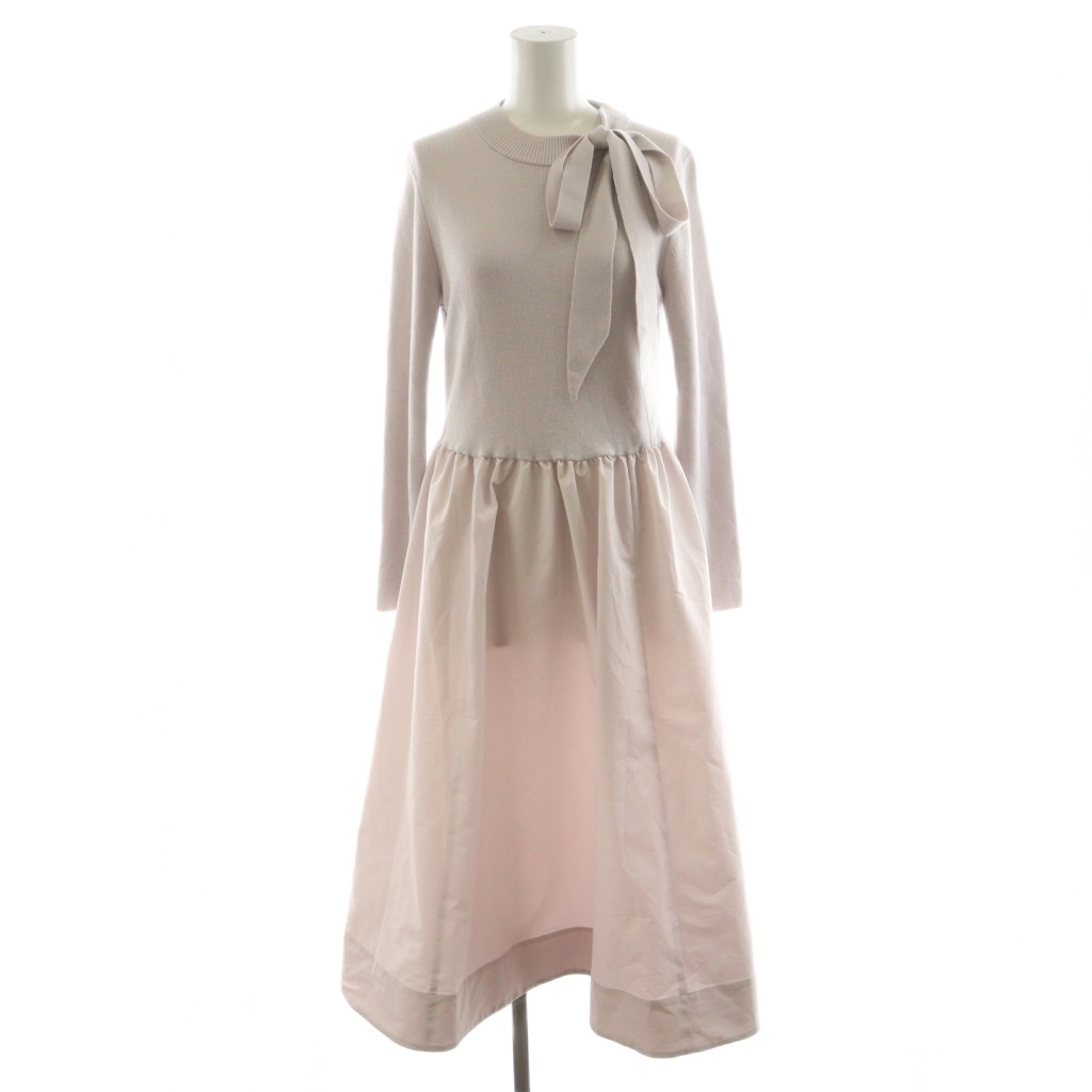 2023年モデル アナイ ニット ロングワンピース リボン付 タフタドッキング ANAYI ワンピース リボン付タフタドッキングワンピース : ZOZOTOWN