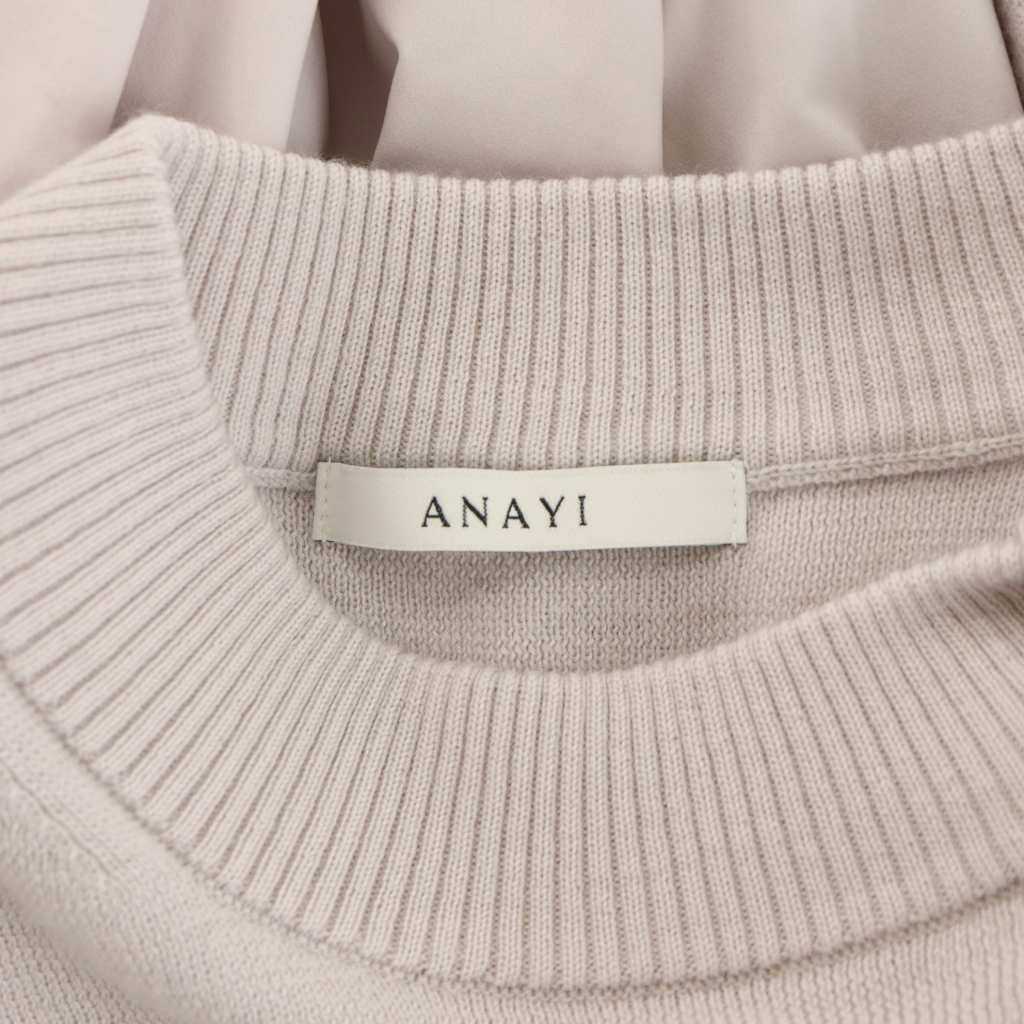 アナイ ANAYI 23AW リボン付タフタドッキングワンピース ロング丈 長袖