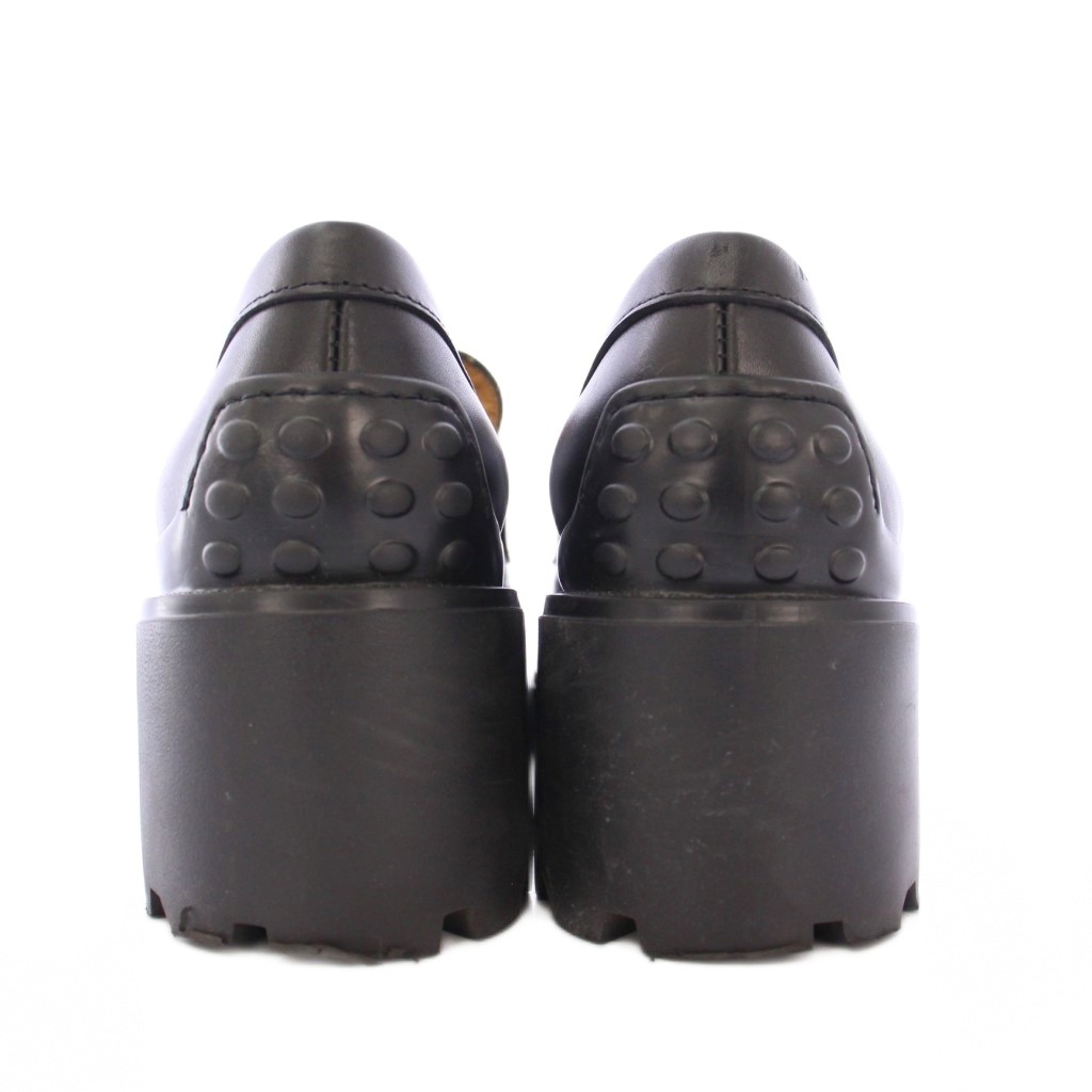 トッズ TOD'S ケイトローファー 厚底 レザー ロゴ 装飾 36.5 黒