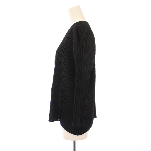 イッセイミヤケ PLEATS PLEASE Vネック カーディガン ブラック 3 プリーツプリーズ PLEATS PLEASE イッセイミヤケ カーディガン