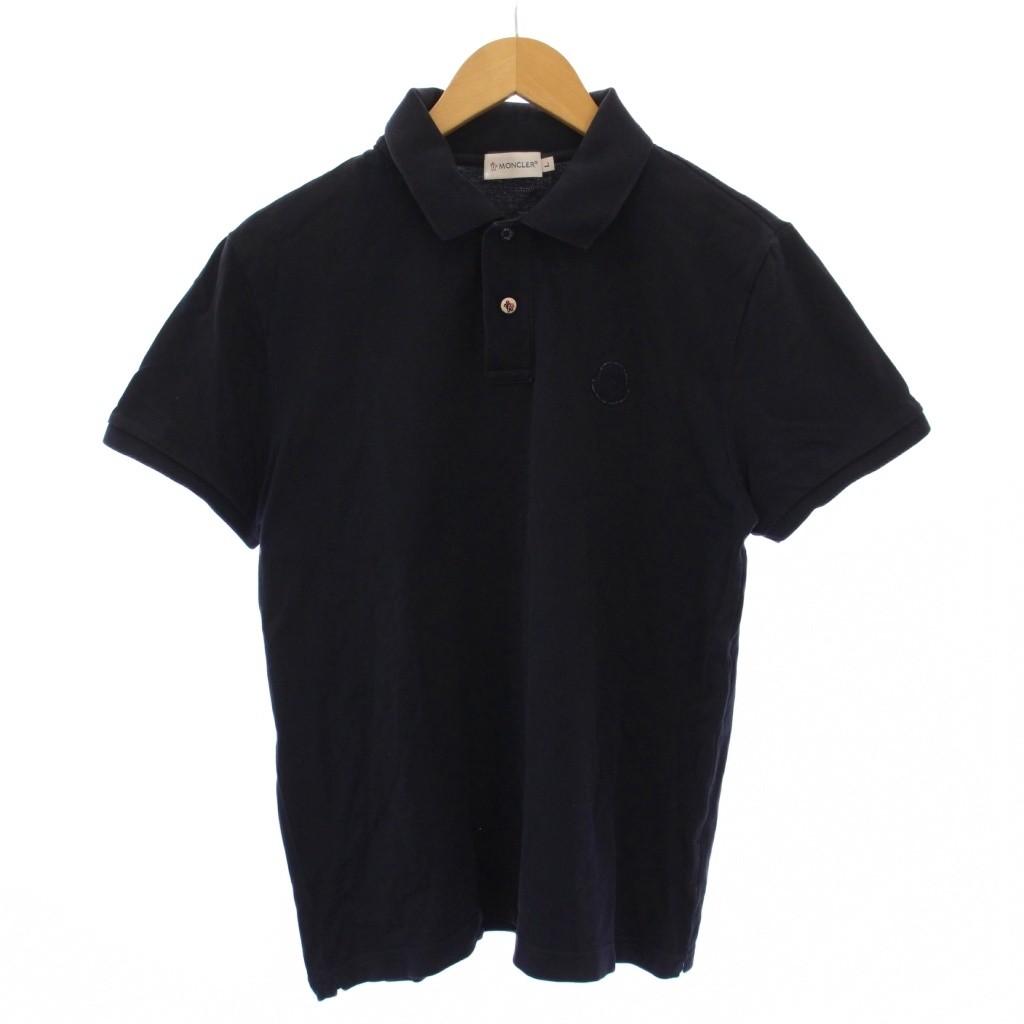 モンクレール MONCLER ポロシャツ 半袖 ロゴ ワッペン L 紺 131-091