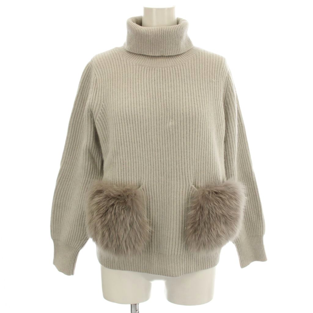 ANAYIのファー付きセーター ANAYI アナイ38 アイボリー ファー付