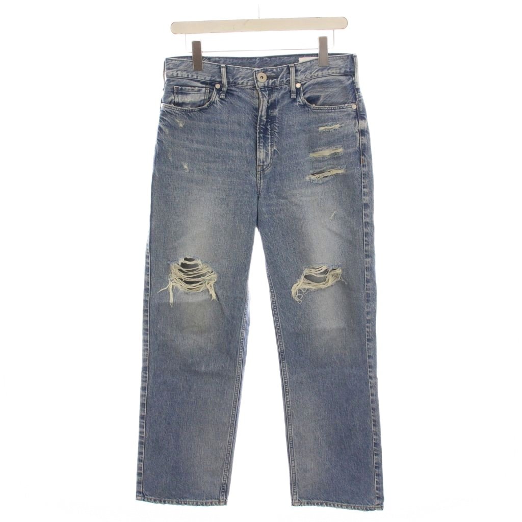 ストレートデニム ライトブルー ダメージ加工 ダメージ加工 ストレートデニム ライトブルー ライトブルー