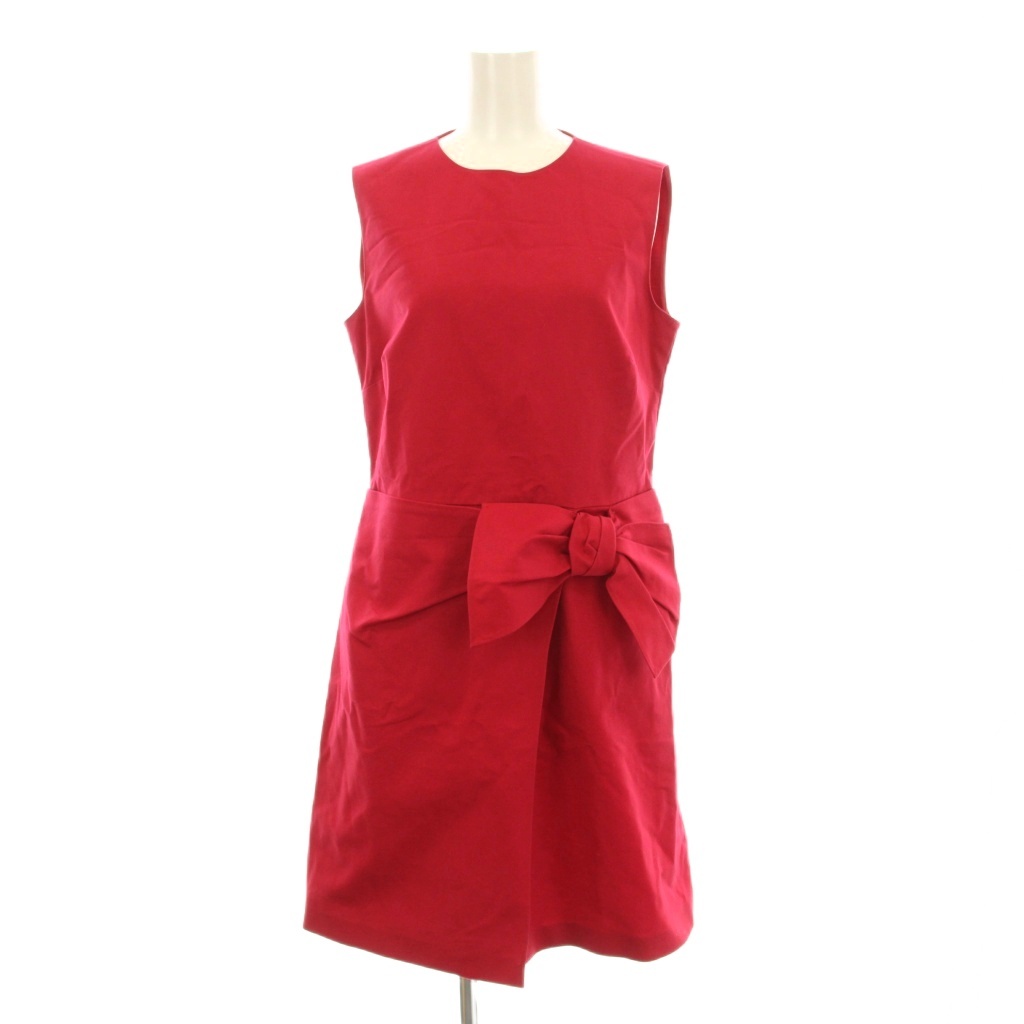 【中古】レッド ヴァレンティノ ワンピース ひざ丈 ノースリーブ クルーネック リボン 42 赤 レッド TR0VAQ800VI レッド ヴァレンティノ RED VALENTINO ワンピース ひざ丈 ノースリーブ