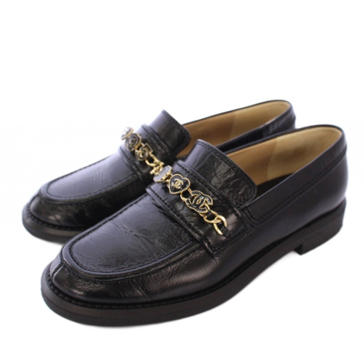 【シャネル】ローファー　 ココマーク　エナメル 緑　グリーン　37.5 シャネル】ローファー ココマーク エナメル 緑 グリーン 37.5