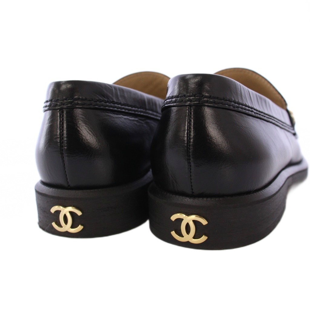 シャネル CHANEL ローファー モカシン ココマーク チャーム レザー 36C