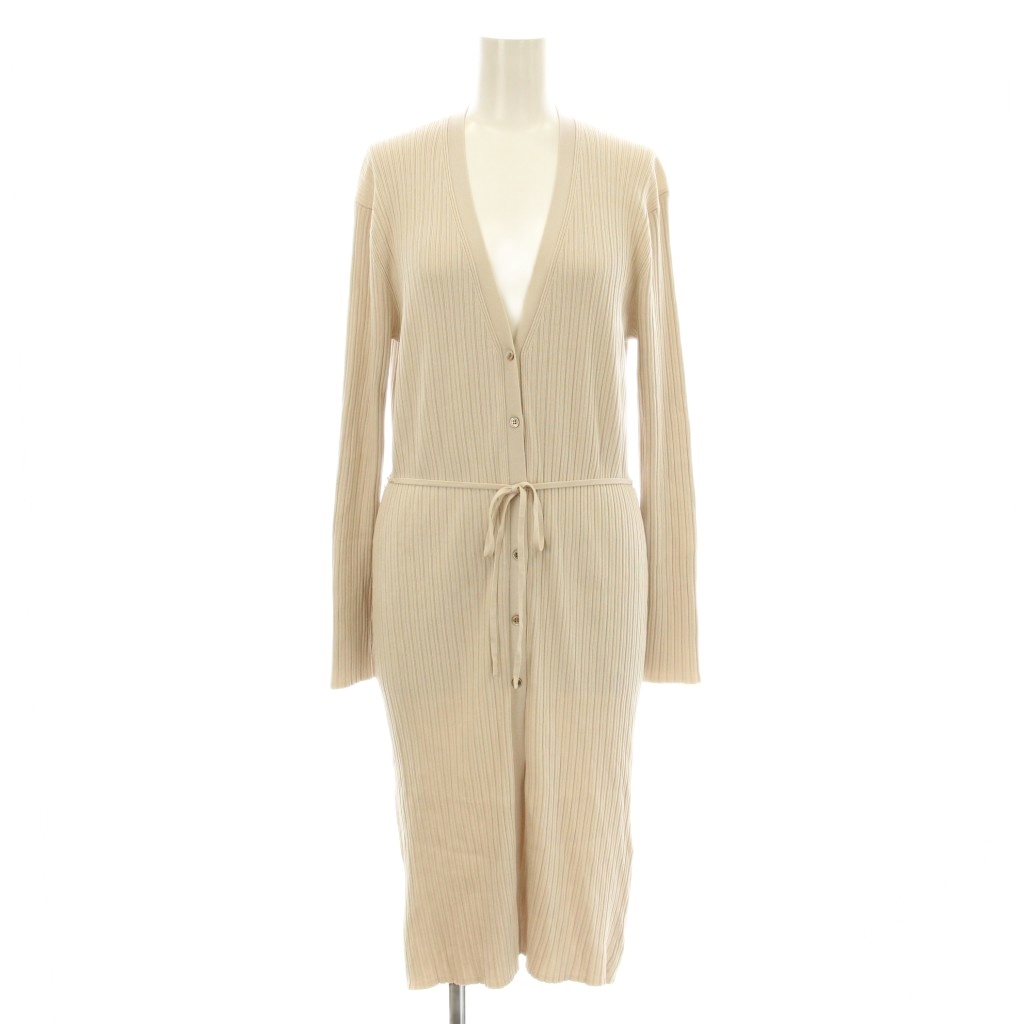 【中古】セオリーリュクス 21AW KENSINGTON HELOISE リブニット カーディガン ロング 長袖 Vネック ベルト付き 38 セオリーリュクス theory luxe 21AW KENSINGTON HELOISE リブニット