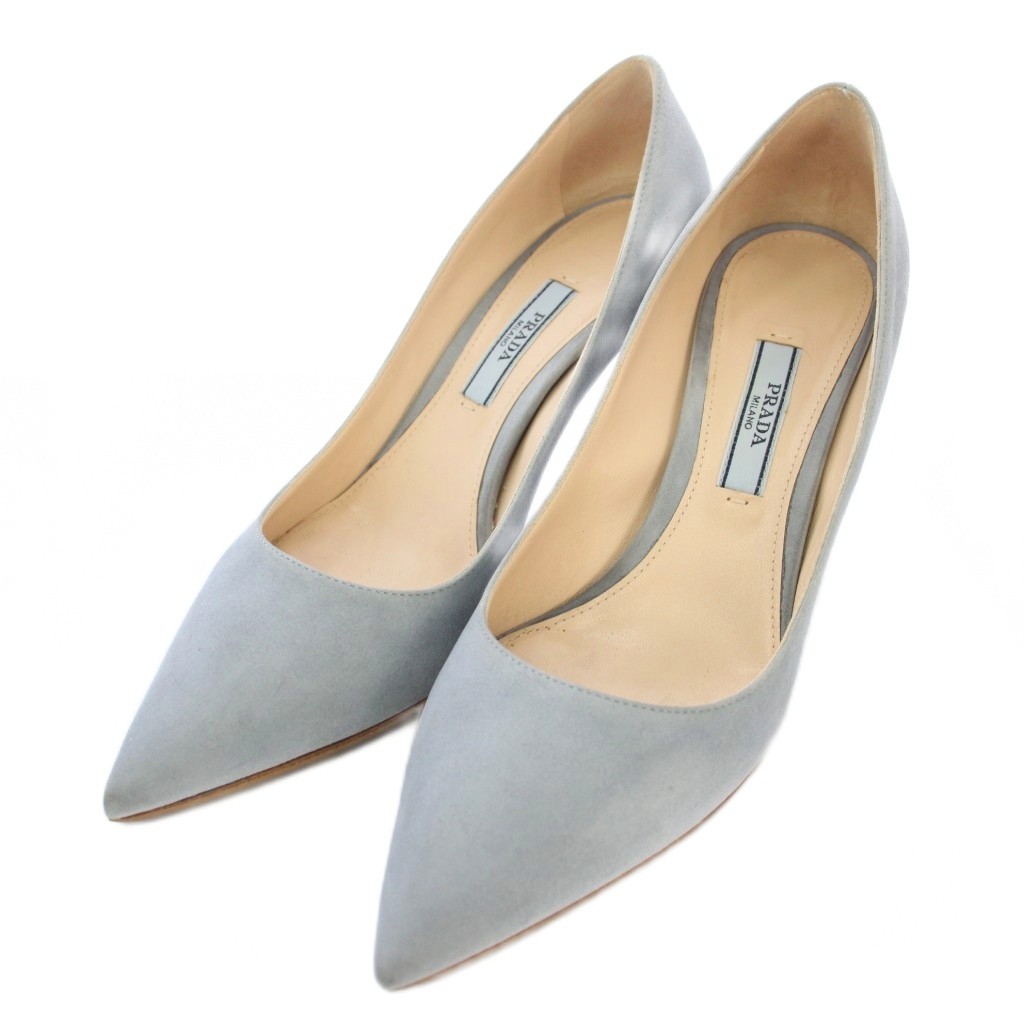 【中古】プラダ PRADA パンプス スエード ポインテッドトゥ 35.5 水色 1I834I /TK レディース プラダ PRADA パンプス スエード ポインテッドトゥ 35.5 水色 1I834I
