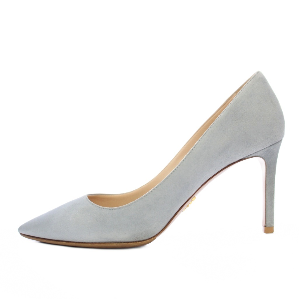 プラダ PRADA パンプス スエード ポインテッドトゥ 35.5 水色 1I834I
