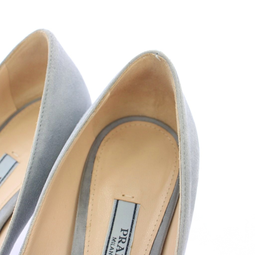 プラダ PRADA パンプス スエード ポインテッドトゥ 35.5 水色 1I834I