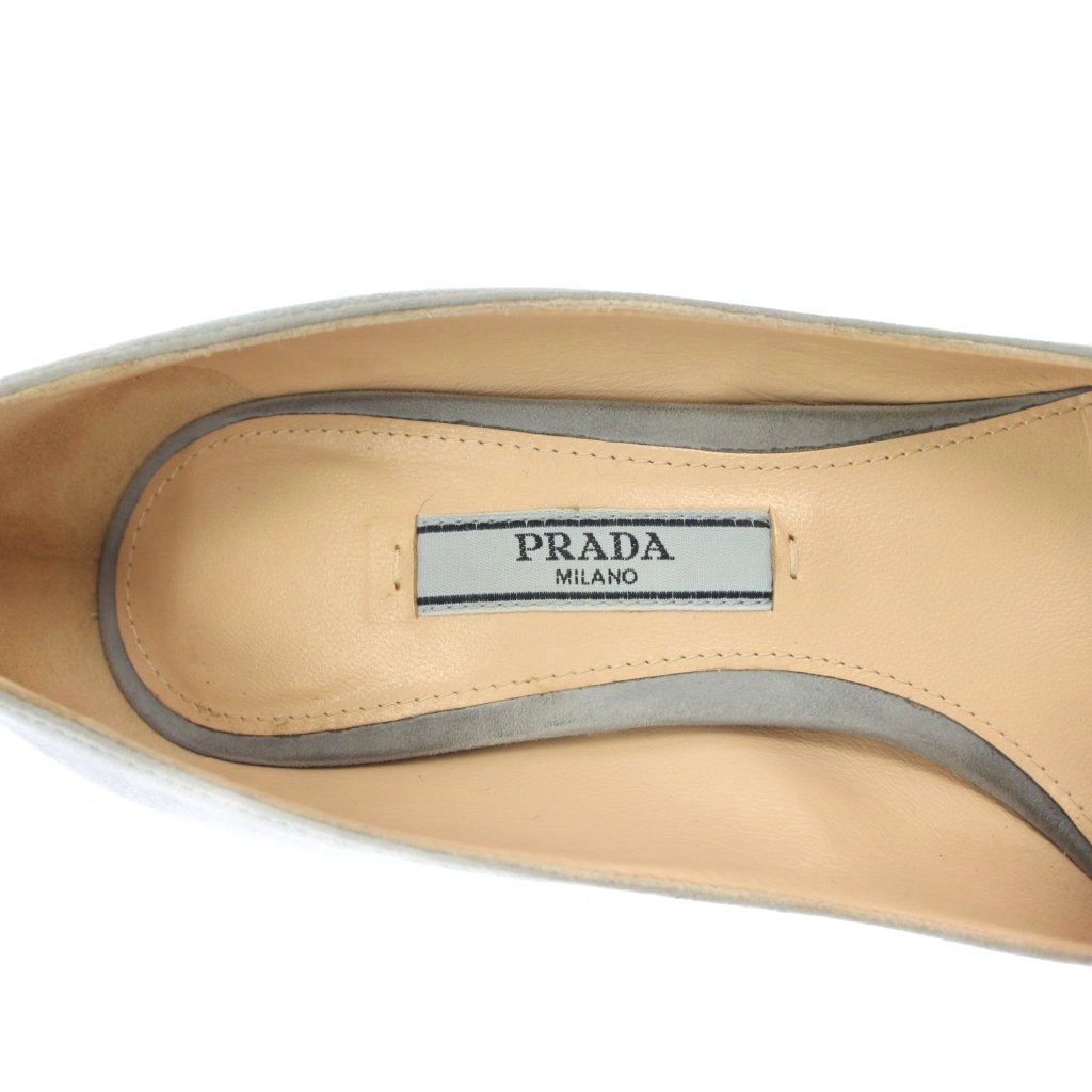 プラダ PRADA パンプス スエード ポインテッドトゥ 35.5 水色 1I834I
