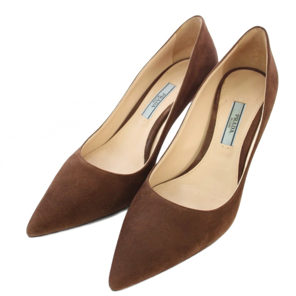 【中古】プラダ PRADA パンプス スエード ポインテッドトゥ 36 茶 1I834I /TK レディース プラダ PRADA パンプス スエード ポインテッドトゥ 36 茶 1I834I /TK
