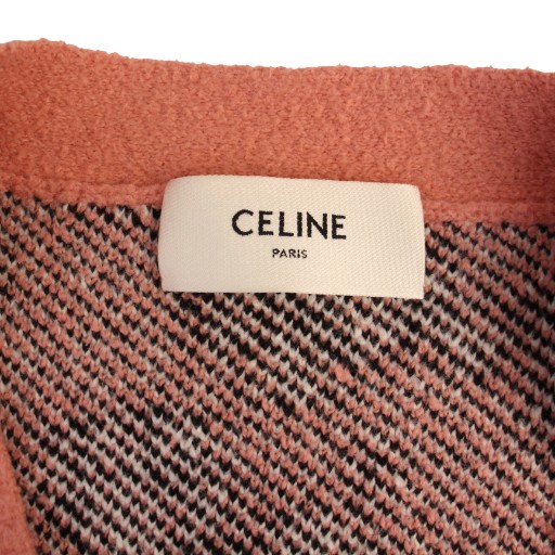 セリーヌ CELINE 22AW AMY DORIAN ニット カーディガン 長袖 Vネック 犬柄 ウール XS ピンク /BM レディース