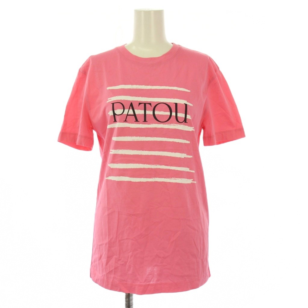 【中古】パトゥ PATOU Tシャツ カットソー 半袖 クルーネック ロゴ プリント ストレッチ XXS ピンク 24PM-JE1179999 パトゥ PATOU Tシャツ カットソー 半袖 クルーネック ロゴ プリント